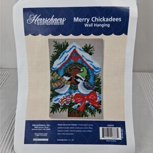 Herrschners Plastic Canvas Kit Merry Chickadees Wall Hanging Finished 12"x18"